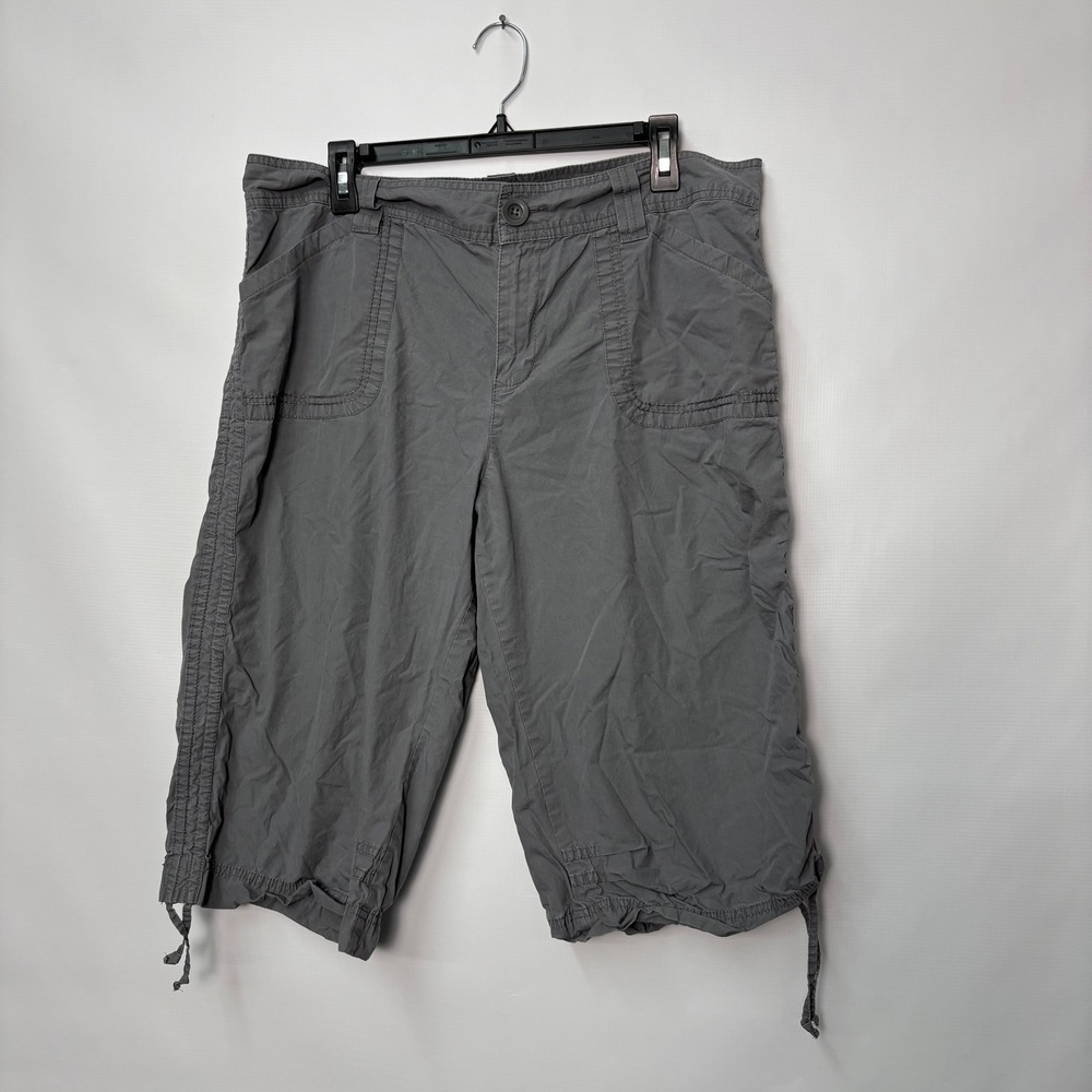 Gap Womens Gray Cotton Cargo Capri Shorts Ruched Tie Hem Size 16 Summer Y2K